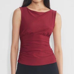 NWT Aritzia Wilfred Marguerite Top in Dark Ruby Red XXS